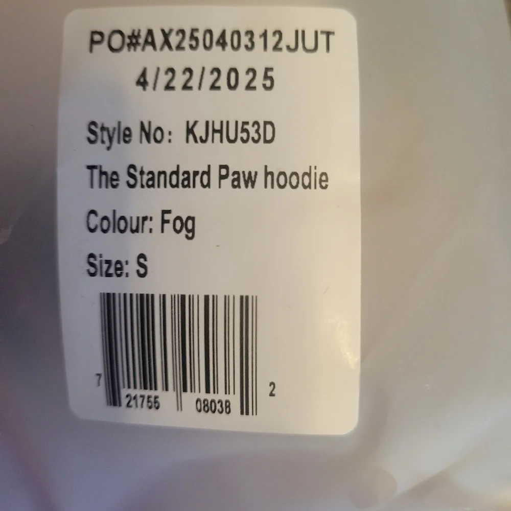 Comfrt NEW The Standard Paw Hoodie Fog Color‎ Size Small